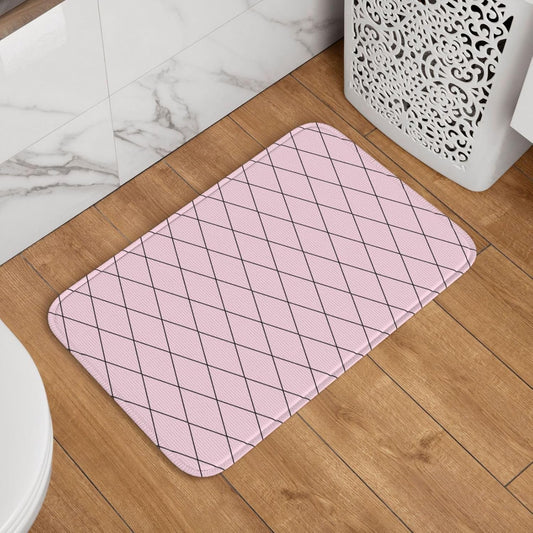 Checkered Pink Pattern Print Bathroom Rugs 24x16 Inches, Small Bathroom Bath Rugs Non Slip Washable, Soft Absorbent Bath Mat Shower Mat Outside Shower