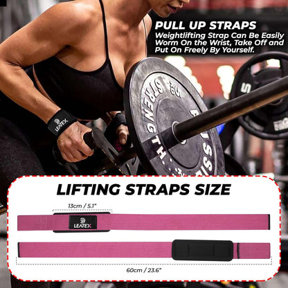 Lifting Wrist Straps for Weightlifting, Straps Gym Grip Power Workouts Lifting Straps Padded Neoprene & Premium Cotton Men Women, Deadlift Bodybuilding Exercise Lifting Straps