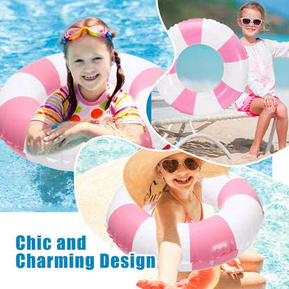 JarThenaAMCS 12 Pcs Inflatable Swimming Float Toy Swim Ring Striped Print Pool Lounger Tube