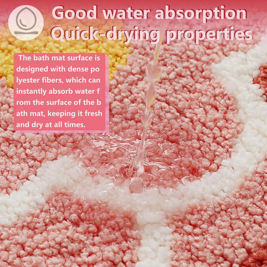 Flower Bath Mat,Pink Flower Bathroom Rugs,32" x 20" Cute Bath Mats,Ultra Soft, Absorbent Non Slip TPR, Machine Washable Spring Bathroom Mat for Bathroom Door(Pink Dream Garden, 32" x 20")