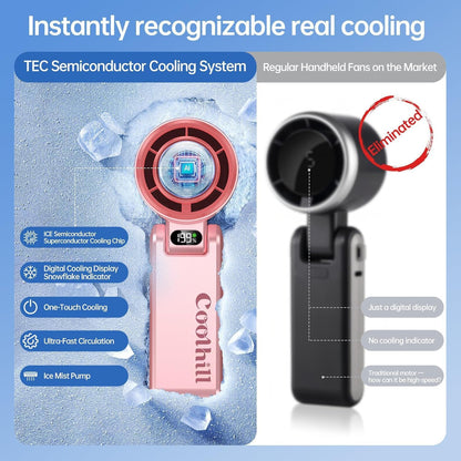Handheld Portable Fan with Ice Cooler: 199-Speed 5500mAh Rechargeable Handheld Fan, 12H Time Hand Cooling Personal Fans with 20000 RPM Air Turbo Tech for Travel Outdoor (Pink)