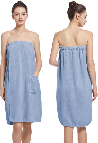 Women'S Soft Wrap Towel Full Length，Bath Robe After Shower Female Plush Long，Spa Bathrobes Lightweight With Pockets