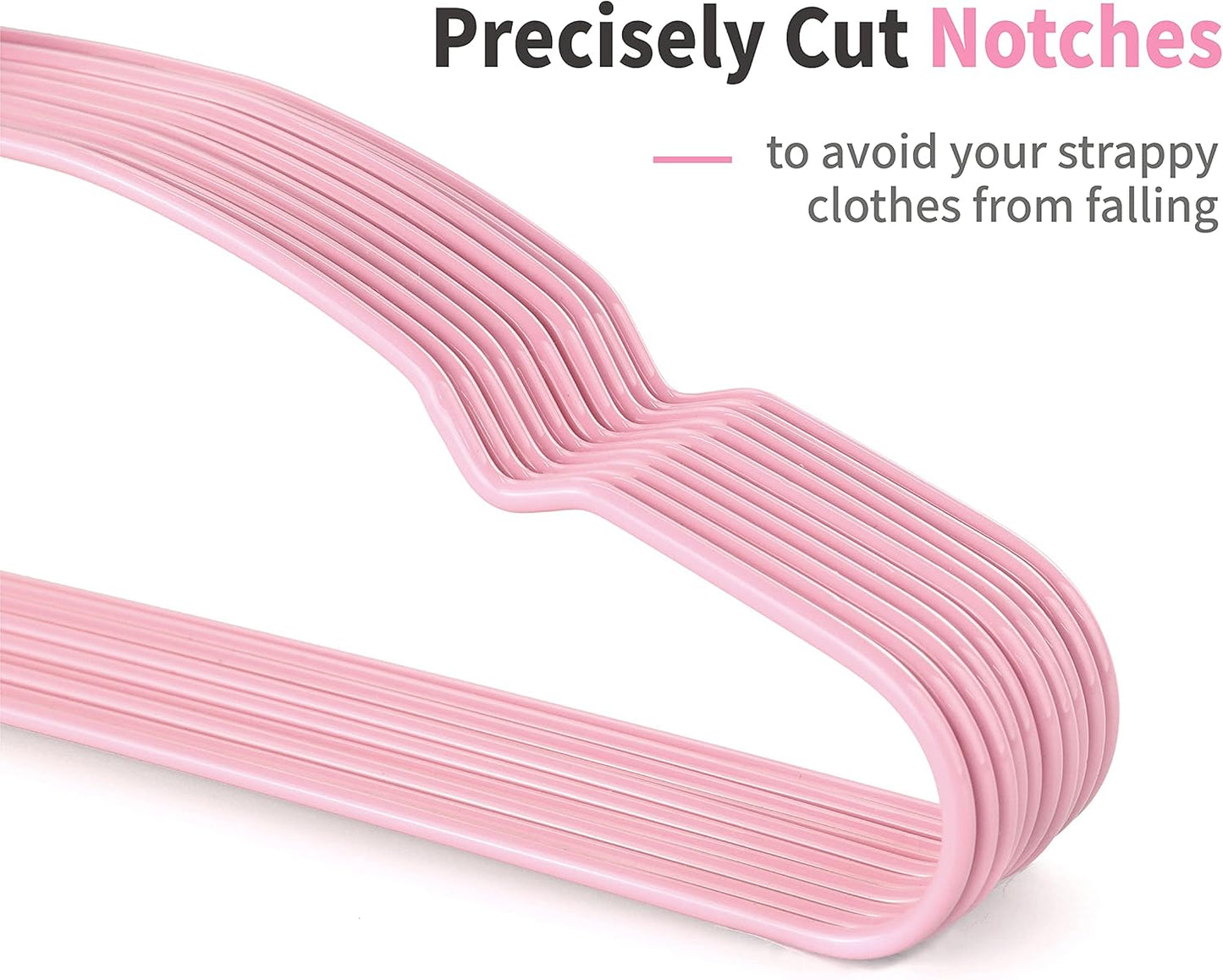 TOPIA HANGER Non Slip Hanger 20 Pack, Metal Clothes Hangers Space Saving, Heavy Duty Rubber Coated Wire Hanger for Coat, Shirt, Dress, Pants-Pink, CT12P
