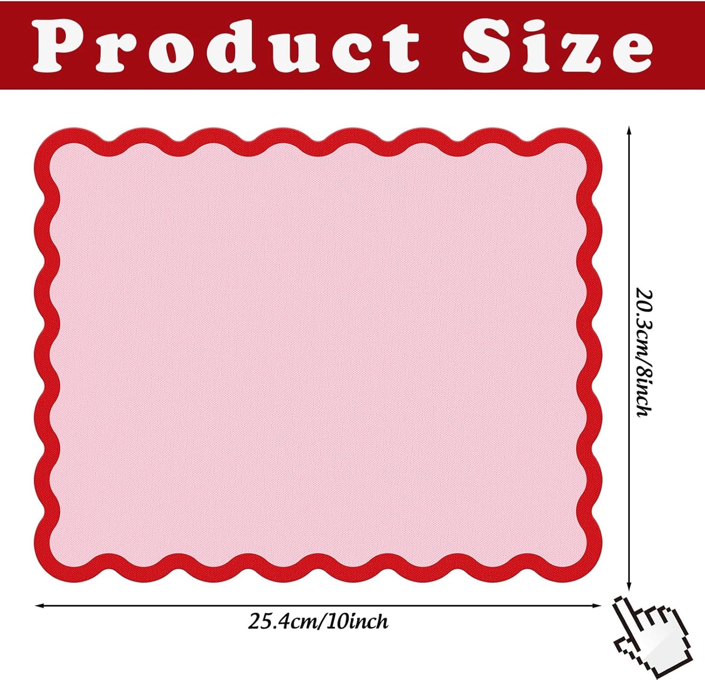 Whaline Scalloped Mouse Pad Non-Slip Desk Mat Pad Rectangle Red Pink Scalloped Edge Mousepad for Home Study Office Decor Computer Keyboard Accessories