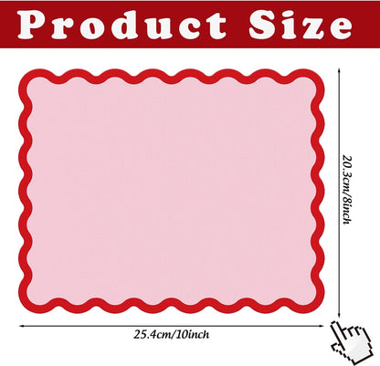 Whaline Scalloped Mouse Pad Non-Slip Desk Mat Pad Rectangle Red Pink Scalloped Edge Mousepad for Home Study Office Decor Computer Keyboard Accessories