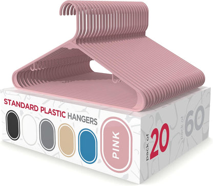 Sharpty Plastic Hangers Clothes Hangers for Clothing, Closet, Coats & Shirts - Durable & Space Saving - for Everyday Standard Use, Room Essentials & Basics - 20 Pack - Pink