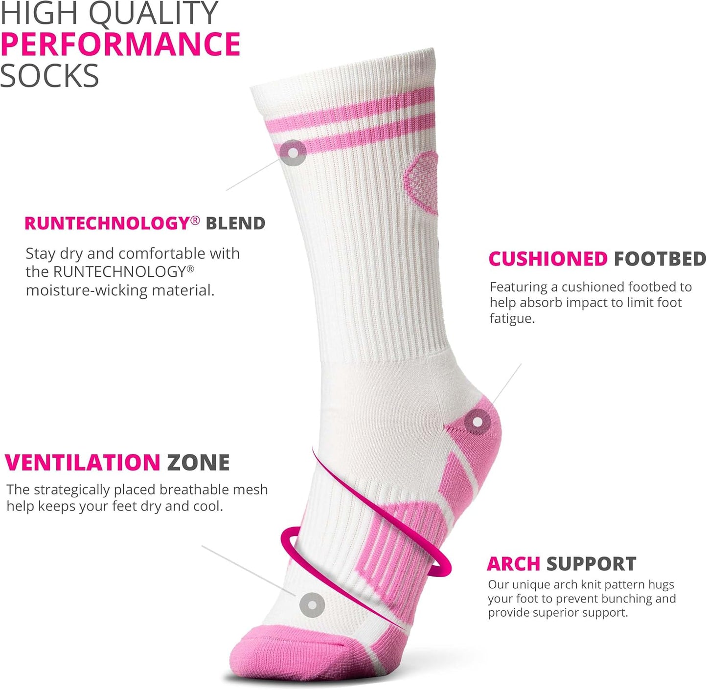ChalkTalkSPORTS Tennis Socks - Cushioned Mid-Calf Crew - Crossed Racquets | Moisture-Wicking Performance Blend, Athletic & Casual Wear, Stay-Up Technology, Arch Support, Breathable, Boys and Men