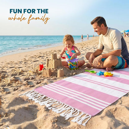 Utopia Towels - 4 Pack Turkish Beach Towel (40 x 72 Inches) - 100% Cotton Big Beach Towels Oversized - No Sand, Lightweight & Quick Dry - Prewashed for Soft Feel (Pink)