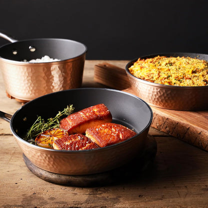 Orgreenic Luxurious Non-Stick Ceramic 8 Inch Rose Gold Pan with Lid, Lightweight, Scratch-Resistant, Dishwasher Safe, Oven Safe up to 500°F, Suitable for All Stove Types