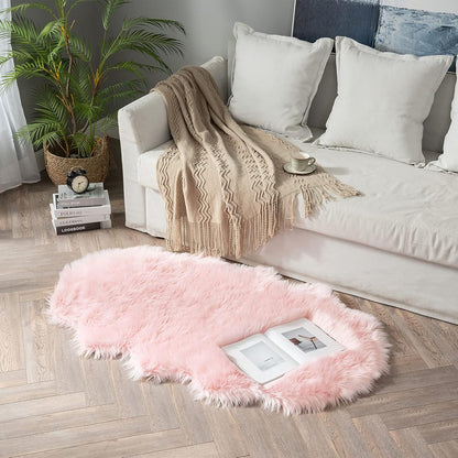 MIULEE Luxury Super Soft Fluffy Area Rug Faux Fur Sheepskin Rug Decorative Plush Shaggy Carpet for Bedside Sofa Floor 3 x 5 Feet, Pink