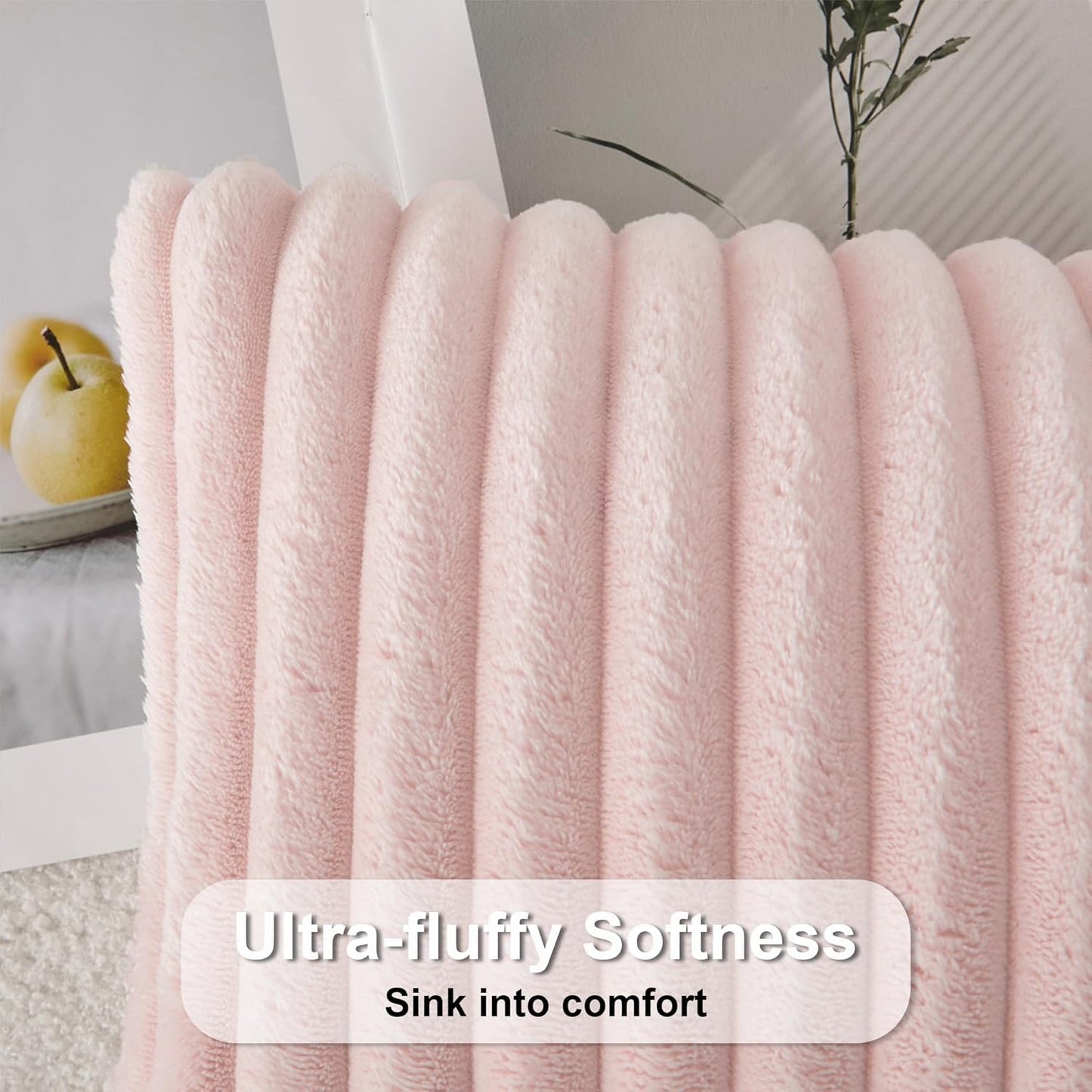 UGASA Lumbar Throw Pillow Cover 12x20 Inch Set of 1 Valentine's Day Super Soft Faux Fur Decorative Pillow Case Plush Flannel Texture Rectangle Pillowcase for Sofa Couch Living Room Chair, Light Pink