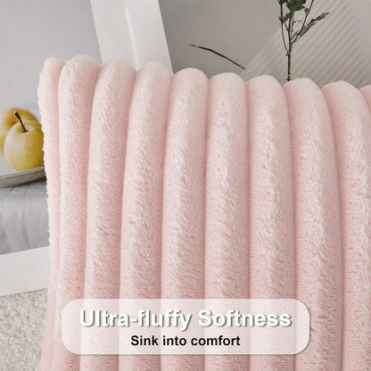UGASA Lumbar Throw Pillow Cover 12x20 Inch Set of 1 Valentine's Day Super Soft Faux Fur Decorative Pillow Case Plush Flannel Texture Rectangle Pillowcase for Sofa Couch Living Room Chair, Light Pink