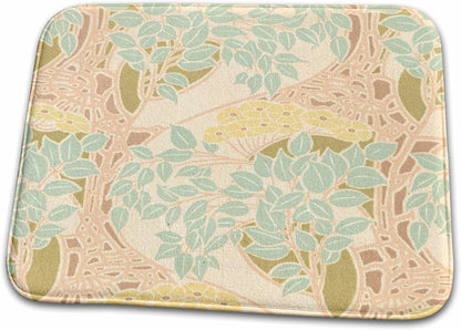 Dish Drying Mat - Light Blue Pink and Yellow Botanical Floral Botanical Garden Vintage Art Nouveau Artwork Vintage Art Nouveau Designs