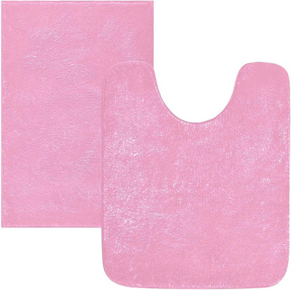 Plain Carnation Pink Solid Color Bathroom Rugs, Non Slip Dry Quickly Bath Mat, Absorbent Soft Bath Rugs for Bathroom, Toilet and Shower Floor