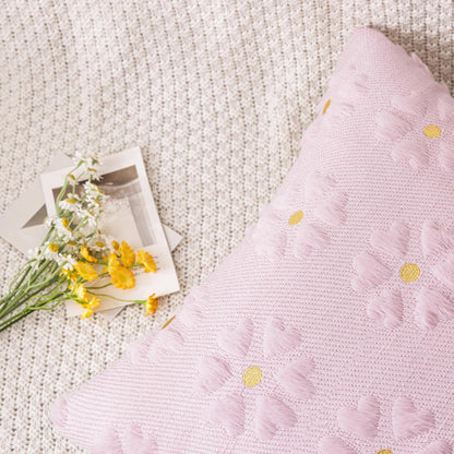 AQOTHES Spring Summer Pink Throw Pillow Covers 18x18 inch Set of 2 Flower Floral Faux Fur Cute Throw Pillows for Sofa Couch Living Room Decor