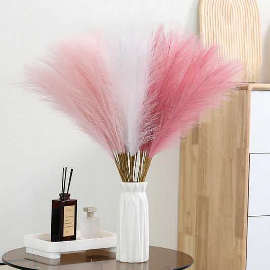 Wertuirk 30pcs Faux Pampas Grass - 24 Inch Pink Pampas Grass Home Decor, Artificial Colored Pompas Grass for Room Decor, Flower Arrangement, Wedding Centerpieces and Baby Shower Decorations