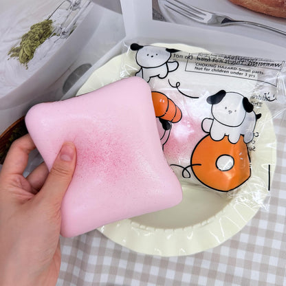Bread Butter Squishy,Slow Rising Squishy，Stress Balls，Stress Relief & Fidget for ADHD，Party Favor Gift (Pink and White)