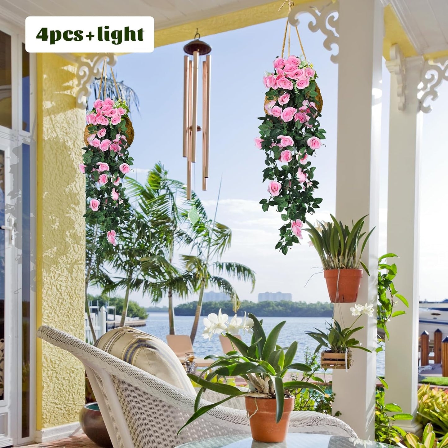 RECUTMS Fake Hanging Flowers, 2 PCS Pink Rose Artificial Flower Vines, 3.3Ft Blush Pink Roses for Wall Decor, Wedding, Home, Bridal Shower, Valentines, Easter, Friendship Day Party Decoration (Pink)