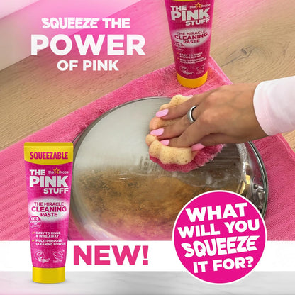 Stardrops The Pink Stuff Miracle Multi Purpose Cleaner Spray, Squeezable Cleaning Paste & SQeeZY Scrubber Sponge | Multi Surface Household Cleaning Kit for Kitchen, Bathroom, Tiles & Appliances