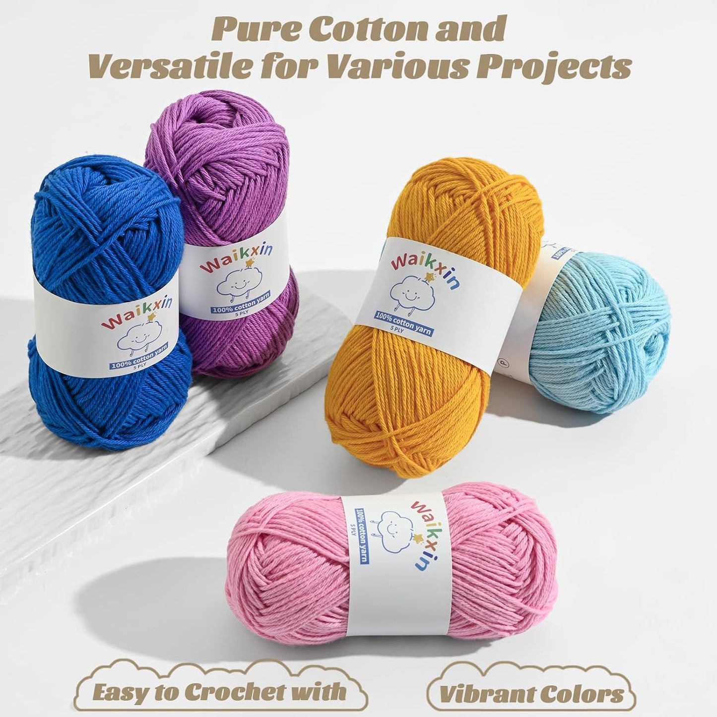 Cotton Yarn for Crocheting - 262.4yds / 3.52oz Baby Yarn for Crocheting Soft - 100% Milk Cotton Yarn 5 Ply Crochet Amigurumi Yarn for Crafts&Puzzle/Socks/Hats(2 Deep Pink)