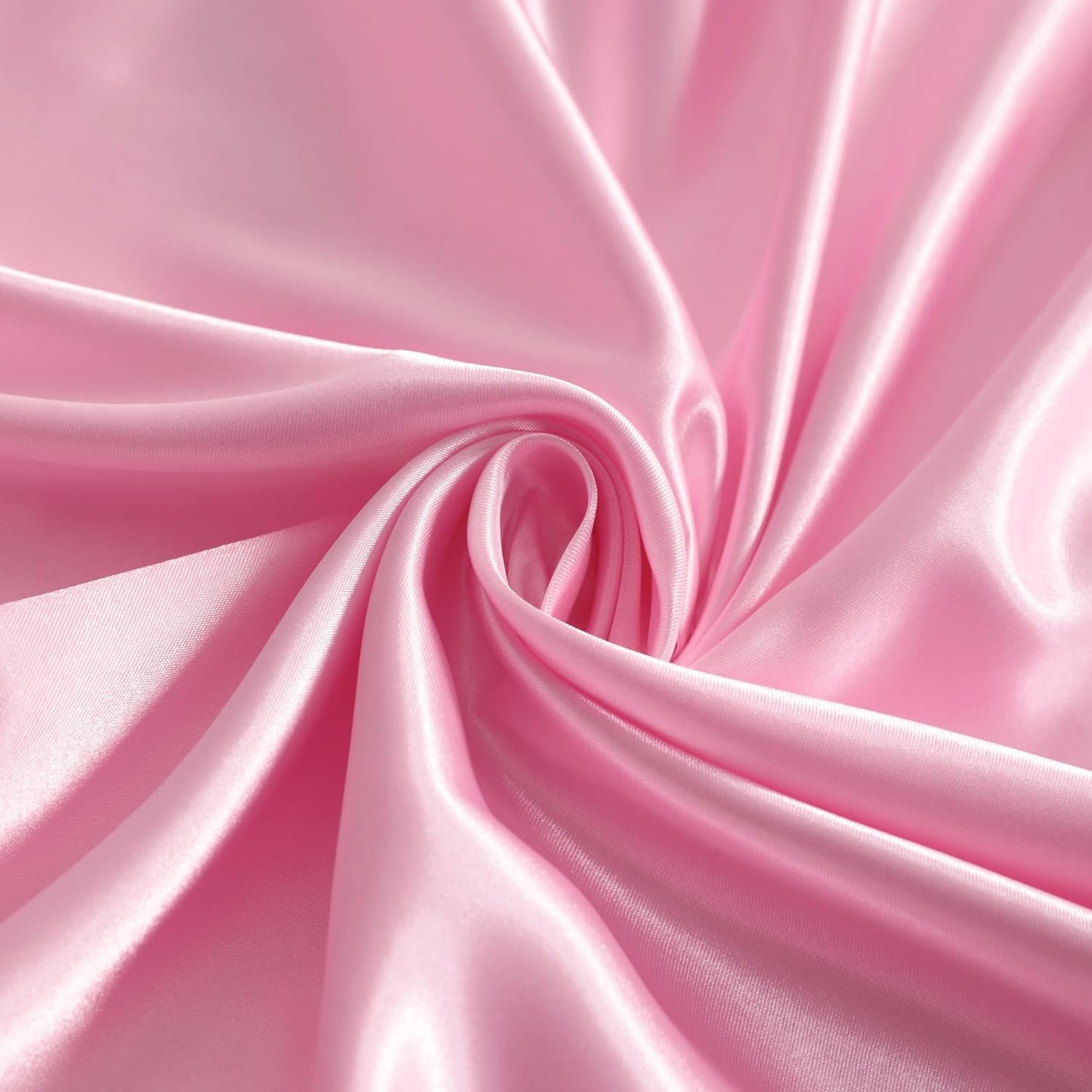 Twin Satin Bed Sheet Set, 3 Pieces Bed Sheet Set with Silky Solid Color, 1 Deep Pocket Fitted Sheet, 1 Flat Sheet, and 1 Pillowcase, Pink