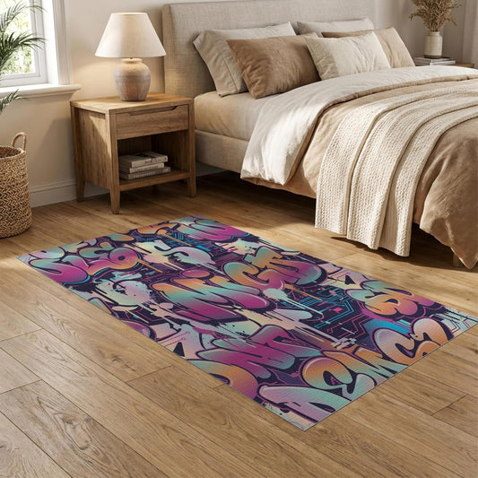 5'x7' Washable Modern Abstract Area Rug, Pink Flatwoven Floor Covering Non-Slip Chair-Friendly Carpet for Dining Room, Under Table, Home Office | Ref:2090285