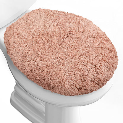 Microfiber Elongated Toilet Seat Cover 19.5"x 15" Machine Washable Solid Toilet Lid Cover Adjustable Rubber Backing Fits Only 18-19.5" L x 14-16" W Elongated Toilet Seat