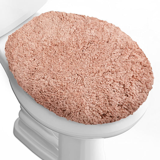 Microfiber Elongated Toilet Seat Cover 19.5"x 15" Machine Washable Solid Toilet Lid Cover Adjustable Rubber Backing Fits Only 18-19.5" L x 14-16" W Elongated Toilet Seat