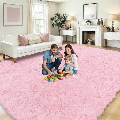 8x10 Area Rugs for Living Room: Soft Pink Fluffy Rug Shag Washable Rug Plush Fuzzy Indoor Carpet for Bedroom Nursery Playroom Girls Boys Kids Room (Pink, 8'x10')