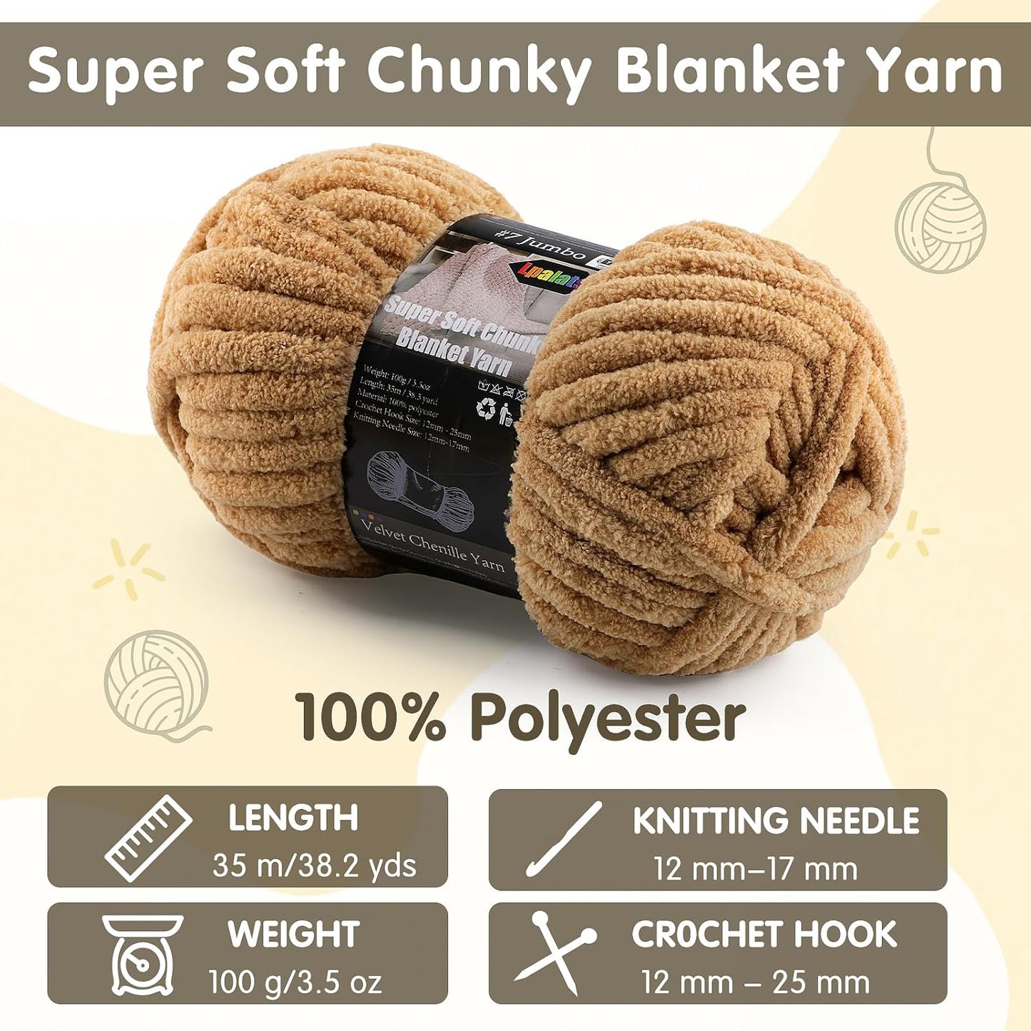 Super Soft Chunky Chenille Yarn for Crocheting & Knitting - 3.52oz/38.2yd per Skein, Ultra Plush Velvet Yarn for Baby Blankets, Amigurumi & Crafts, Deep Pink, 1 Skein