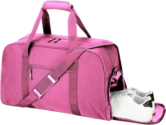 Searock 45L Gym Bag for Men & Women with Shoe Compartment, 21” Large Duffle Bag for Travel, Sports, Fitness & Workout, Rose Pink
