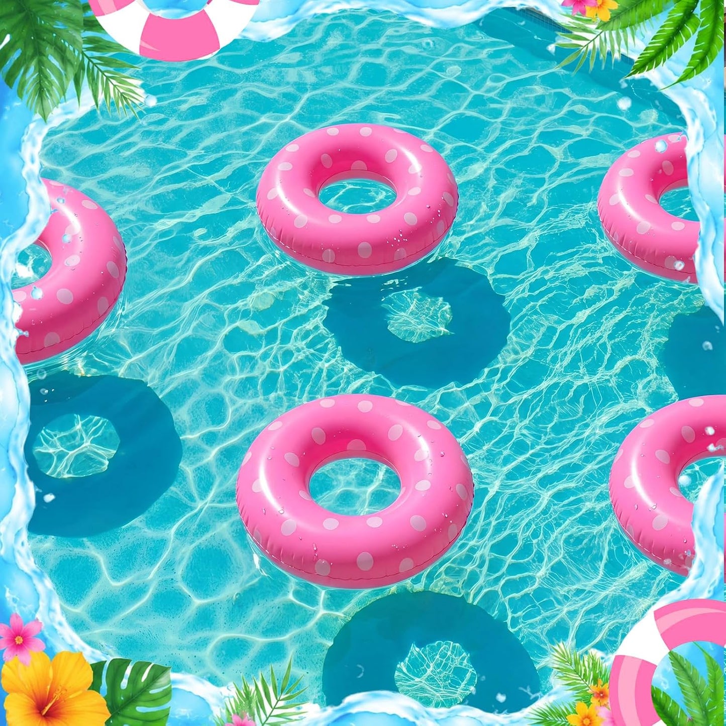 4 Pcs Adults Inflatable Swimming Ring, Polka Dots Themed Pool Floats, Inflatable Tubes for Adults, Pool Float, Beach Lake River Summer Decor Swimming Party