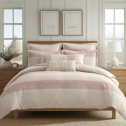 Levtex Home – Sand Stripes Blush Lumbar Decorative Pillow Cover– 14x36in. – Modern Stitched Stripe Design – Pink and Neutral Tones – Soft Textured Fabric – No Insert Included