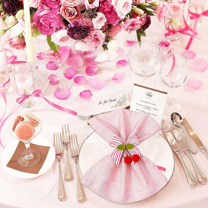 10 PCS Valentine's Day Napkin Rings Wood Pink Bow Napkin Rings Wedding Napkin Ring Holders Romantic Table Decor for Valentine's Day Anniversary Dinner Party