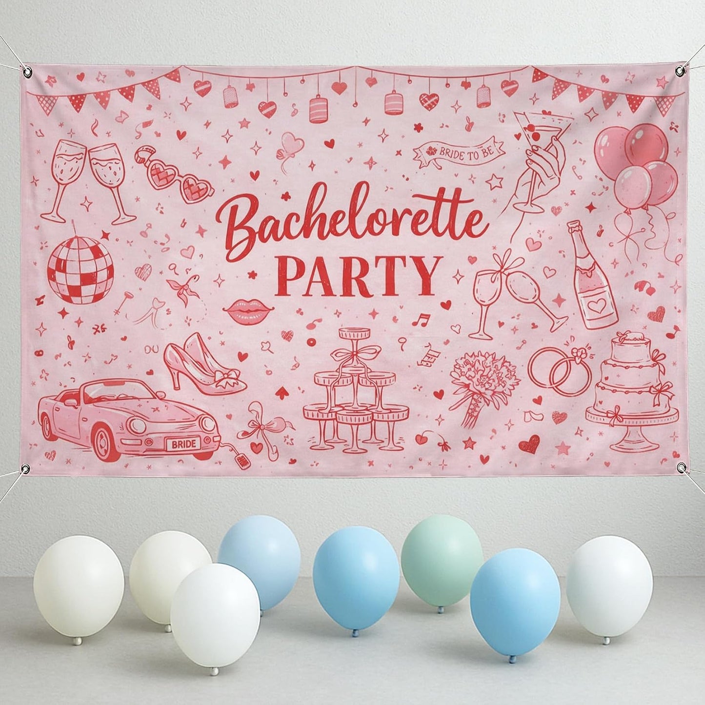 Bachelorette Party Backdrop, Cute Peach Celebration Decorations, Fun Retro Design for Bridal Shower Photo Booth, Festive Indoor/Outdoor Event Supplies 71x43 Inch