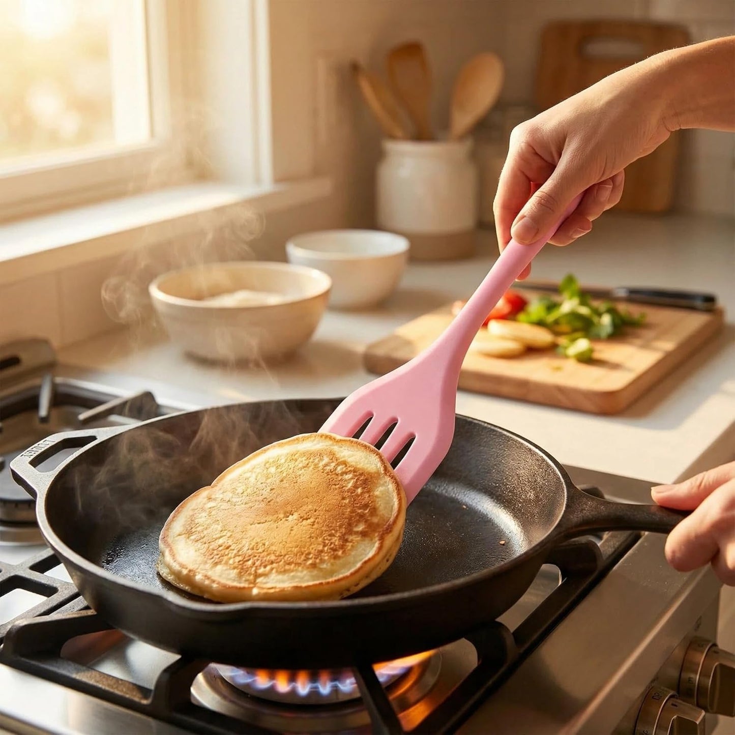 5 piece silicone cooking and baking set PINK, Heat resistant silicone utensils, Non Stick Silicone cooking Set,Brucsh, Whisk,Slotted Spatula, Big Spatula,Small Spatula