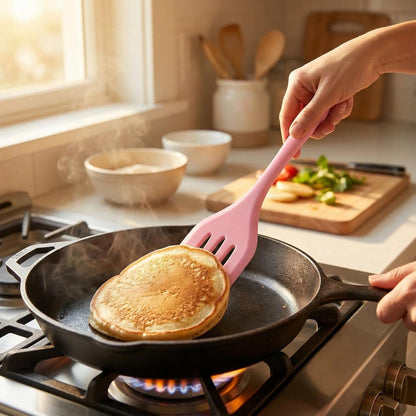 5 piece silicone cooking and baking set PINK, Heat resistant silicone utensils, Non Stick Silicone cooking Set,Brucsh, Whisk,Slotted Spatula, Big Spatula,Small Spatula