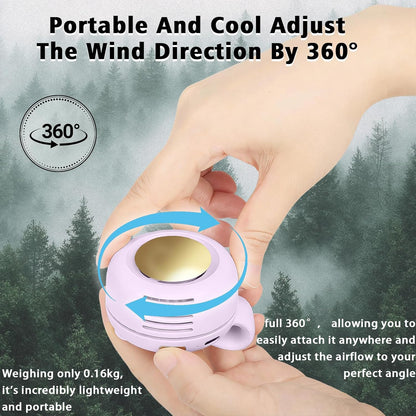 Portable Clip-On Fan, Mini USB Rechargeable 360° Rotatable Fan, Personal Fan 3-Speed Silent Mini Bladeless Fans (Pink and Purple)