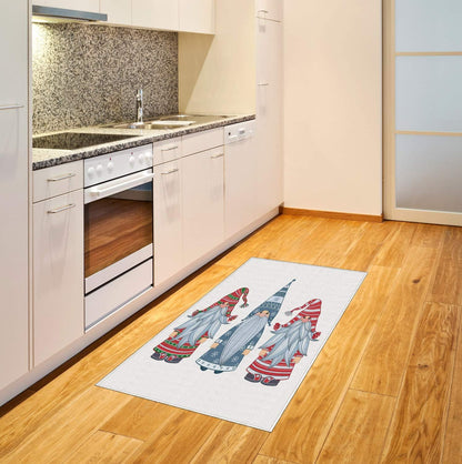Lunarable Gnome Area Rug, Winter-Themed Cartoon Characters with Striped Clothes, Flat Woven Accent Rug for Living Room Bedroom Dining Room, 2' 6" x 5', Slate Blue Dark Pink Pale Peach Fern Green
