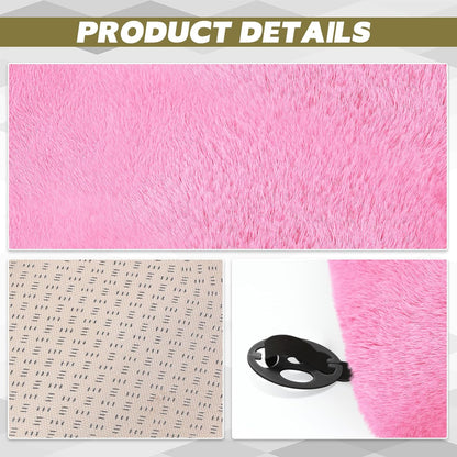 wuyaoyao Sheepskin Car Seat Cushion, Soft Comfort Fur Wool Car Seat Covers, Winter Warm Auto Front Seat Cushion Pad, Fuzzy Seat Bottom Protector Universal for Vehicle Office Chair (Pink)