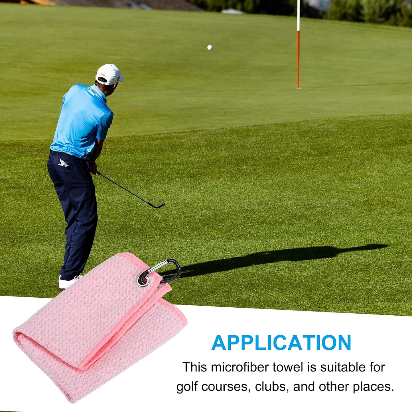 PATIKIL 12"x12" Tri-Fold Golf Towels, Waffle Pattern Towels Soft Fiber Strong Water Absorption with D Clip for Golf Lovers, Pink