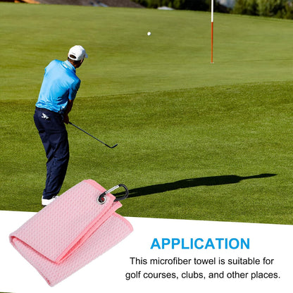 PATIKIL 12"x12" Tri-Fold Golf Towels, Waffle Pattern Towels Soft Fiber Strong Water Absorption with D Clip for Golf Lovers, Pink