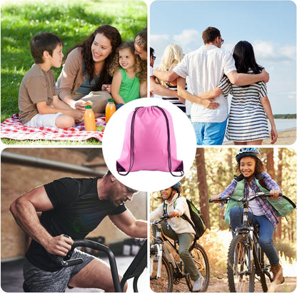 KUUQA 40Pcs Drawstring Backpack Bags Bulk Pink Drawstring Bag Foldable Gym Bag Sport Cinch Sack String Backpack Storage Bags for Women Men Shopping Gym Travel Sports