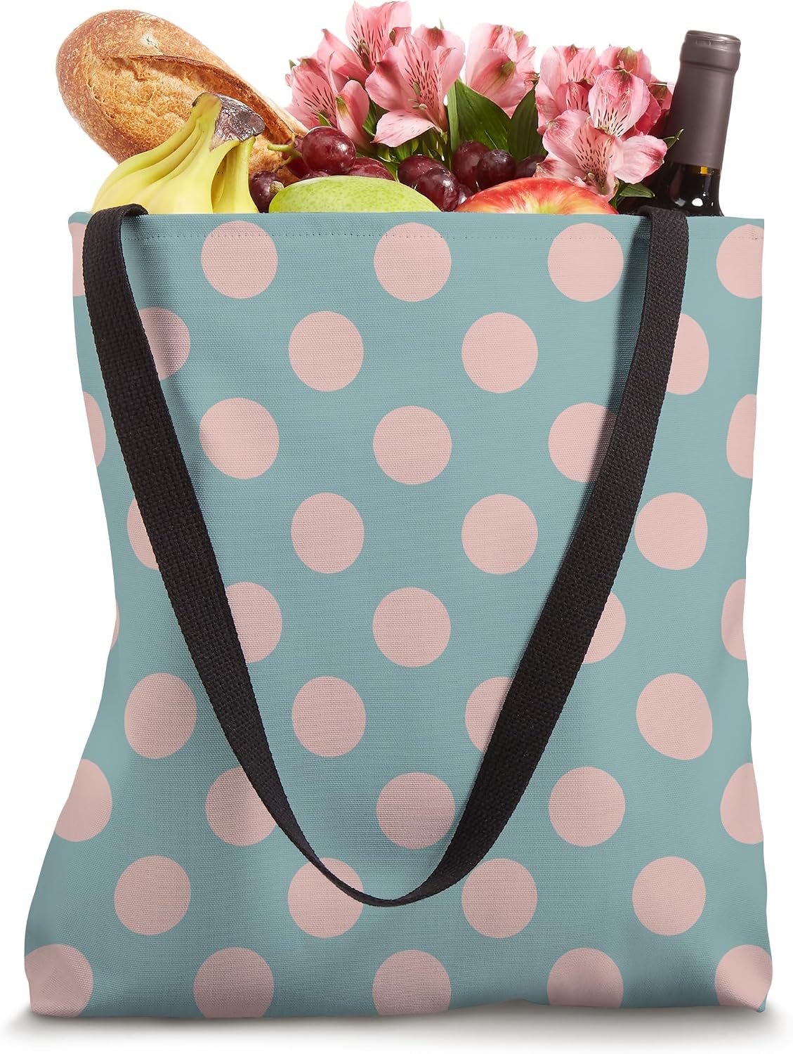 Cute Dusty Teal and Peach Pink Polka Dot Aesthetic Pattern Tote Bag
