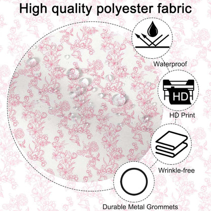 Mocsicka Floral Shower Curtain Pink Flower Bathroom Shower Curtain Spring Floral Pink Waterproof Fabric Shower Curtains Bathtub Decor with 12 Hooks 72 X 72 Inch (Pink)