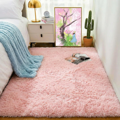 PAGISOFE Pink Fluffy Shag Machine Washable Area Rugs for Bedroom Girls 5x7,Soft Fuzzy Rugs for Living Room,Pastel Carpet Nursery Floor Kids Room Dorm Rug,Plush Soft Kids Rug for Room Decor Aesthetic