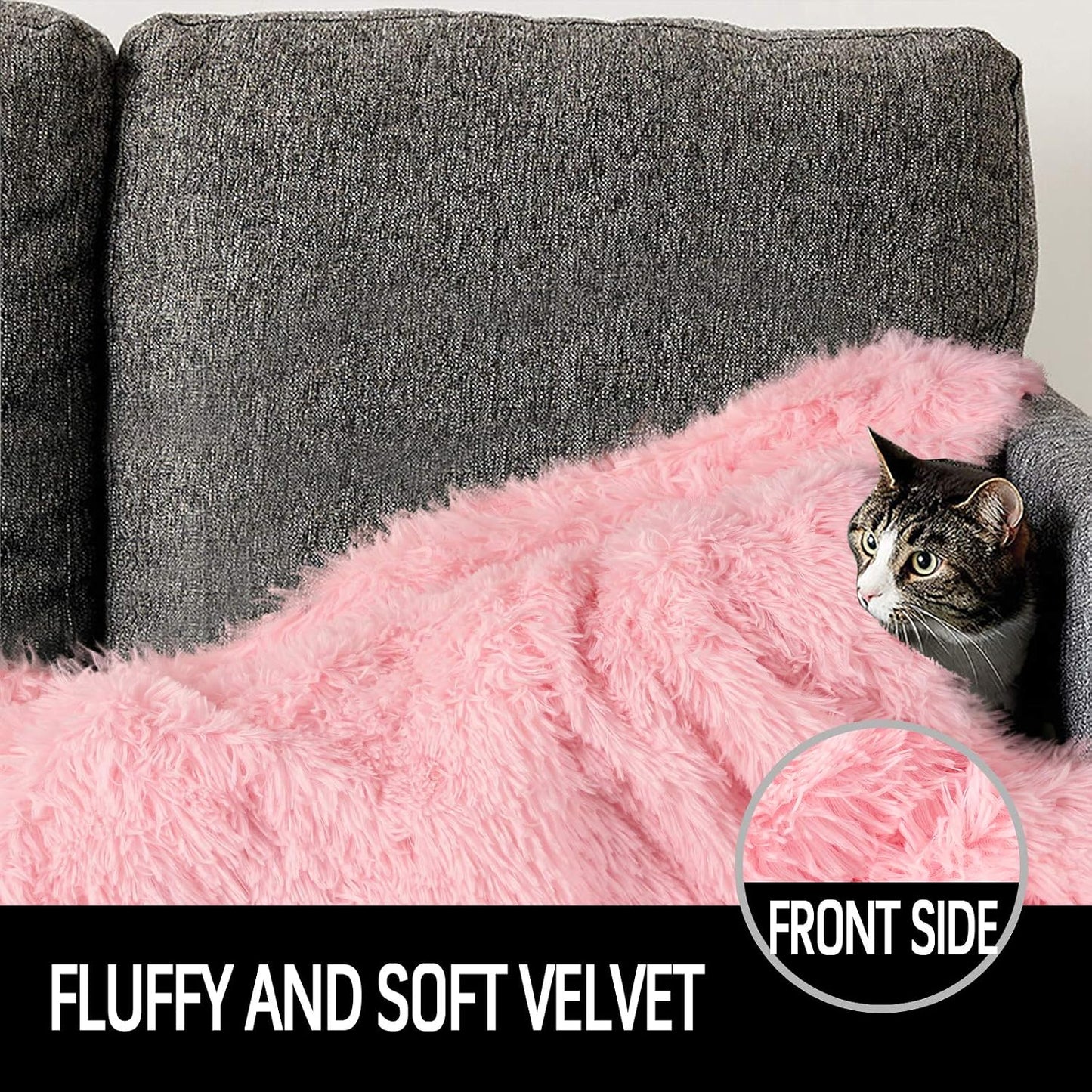 LOCHAS Luxury Fluffy Dog Blanket, Extra Soft and Warm Sherpa Fleece Pet Blankets for Dogs Cats, Plush Furry Faux Fur Puppy Throw Cover, 20''x30'' Pink