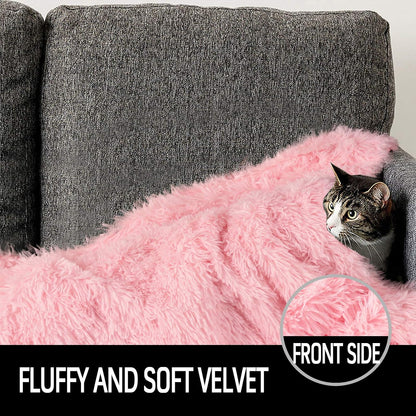 LOCHAS Luxury Fluffy Dog Blanket, Extra Soft and Warm Sherpa Fleece Pet Blankets for Dogs Cats, Plush Furry Faux Fur Puppy Throw Cover, 20''x30'' Pink
