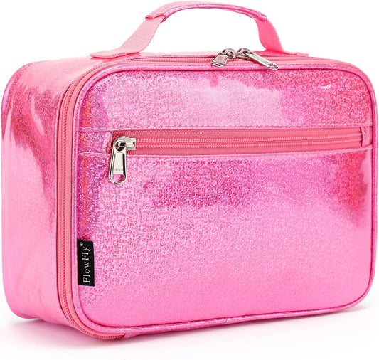 FlowFly Kids Lunch box Insulated Soft Bag Mini Cooler Back to School Thermal Meal Tote Kit for Girls, Boys,Pink