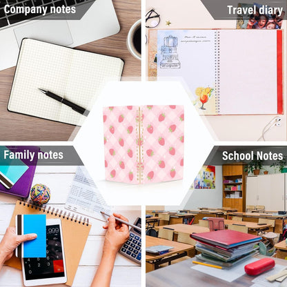 EtherSpher A5 size Pastel Peach Strawberry notebook spiral 8.3" x 5.7", wear-resistant school supplies for college 60 sheets for planner&business
